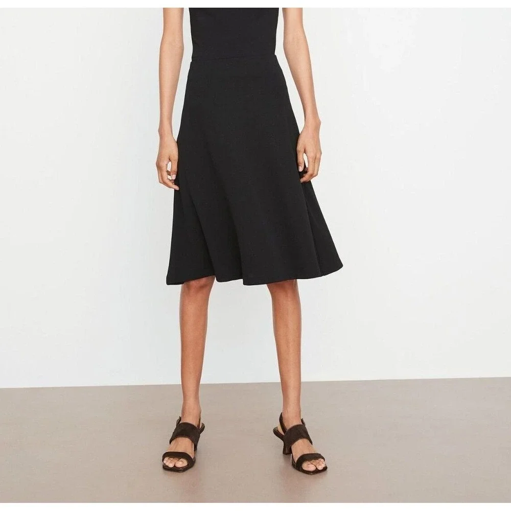 NWT Vince Black Crepe Elastic Waist A-Line Knee Length Skirt Size XXS $225